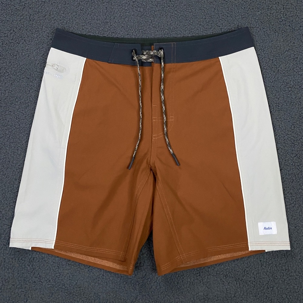 Katin OTG Archer Swim Trunks Boys 26 Brown No Liner Stretch Board Shorts Hybrid